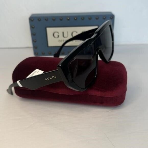 New Authentic- GUCCI Grey Shield Unisex Sunglasses\ GG0997S 002 - Picture 2 of 12